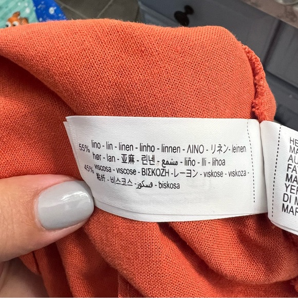 Zara Orange Sleeveless Linen Blend Maxi Sheath Dress Size Small - Picture 11 of 16